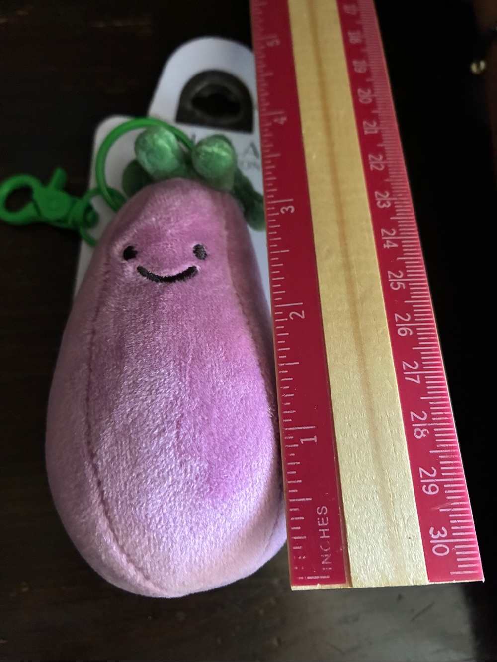 Plush Eggplant Keychain Bag Charm - Pink and Green - Picture 2 of 9